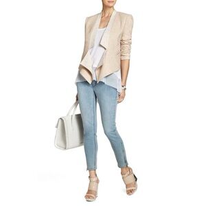 Bcbg Maxazria | Candice Textured Open Front Blazer In Powder Beige Womens Sz XXS